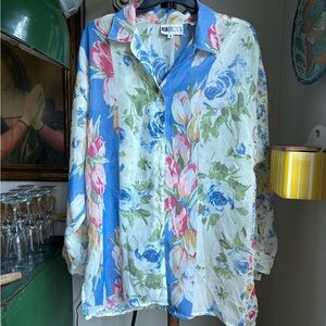 Russ Classic Floral Blouse - Blue, Pink, Green